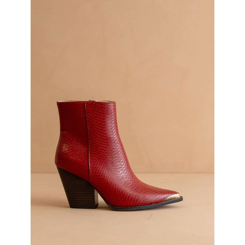 NEW OASIS SOCIETY women's frankie pointed toe cap boot in red - Picture 1 of 6